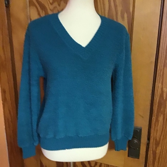 Vintage 70s v neck velour sweater - Picture 5 of 9